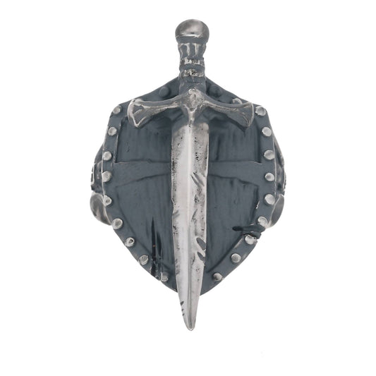 scarred sword and shield black ring on a white background