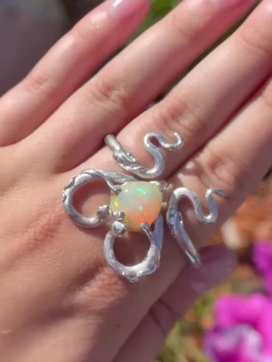 Double Snake Opal Two Finger Ring